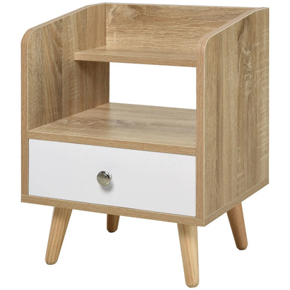 Bedside Table, 2-Tier Shelf with Drawer, Storage End Table, Natural Bedside Tables at Gallery Canada