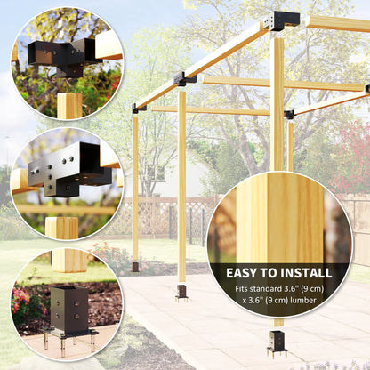 12PCS Pergola Brackets Kit, 3-Way And 4-Way Corner Brackets For 4"x4" Lumber Pergolas at Gallery Canada
