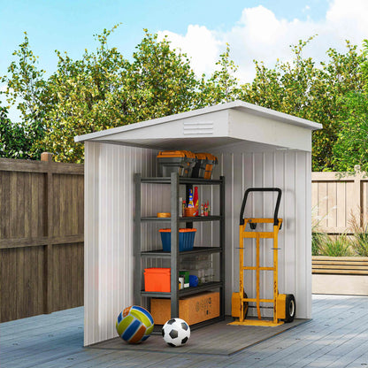 4' x 8' Outdoor Storage Shed, Metal Tool Shed, Lockable Door, Light Grey Sheds at Gallery Canada
