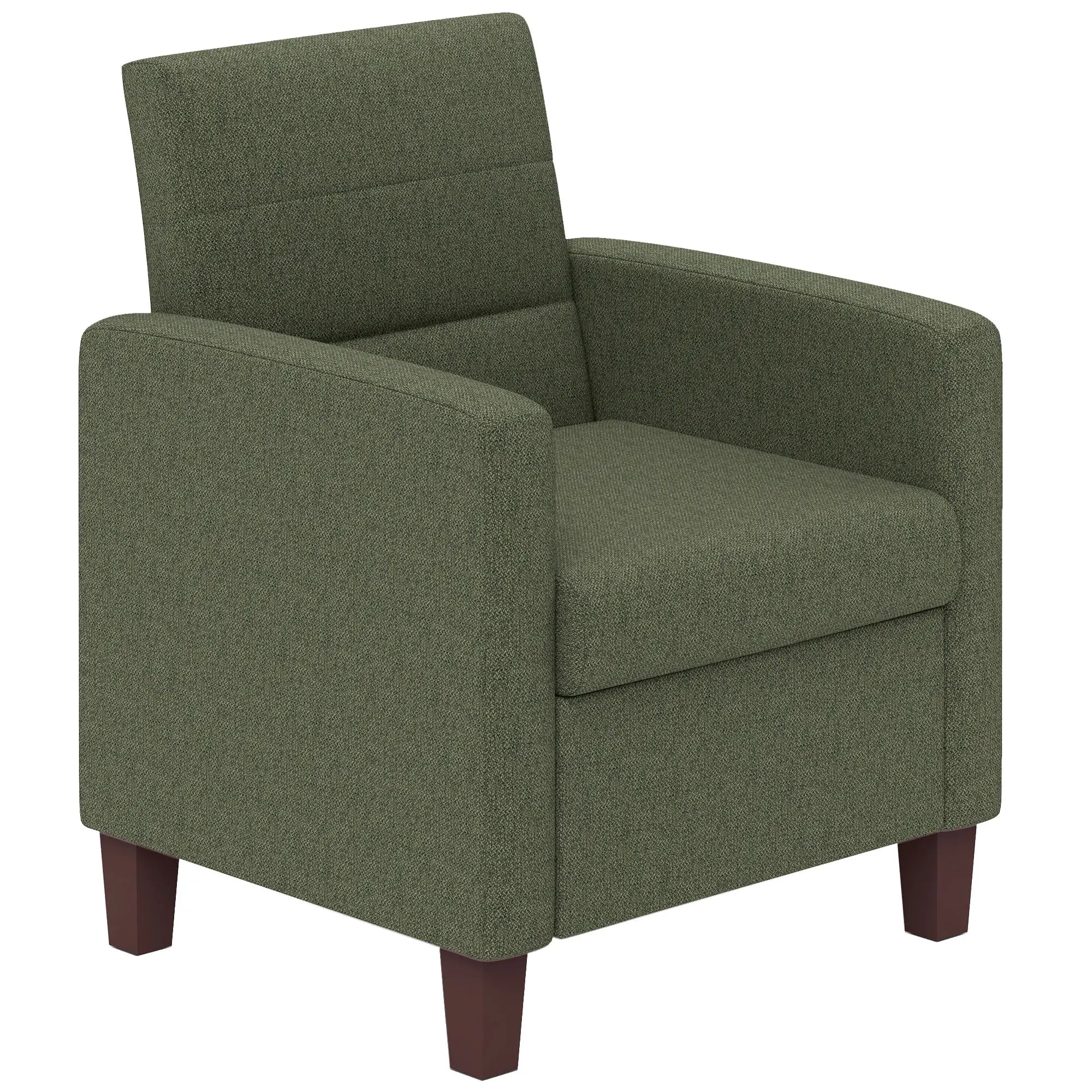 Modern Fabric Accent Chair, Seat Cushion, Non-Slip Pads, Dark Green Accent Chairs Dark Green at Gallery Canada