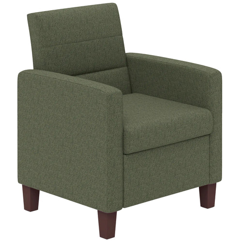 Modern Fabric Accent Chair, Seat Cushion, Non-Slip Pads, Dark Green