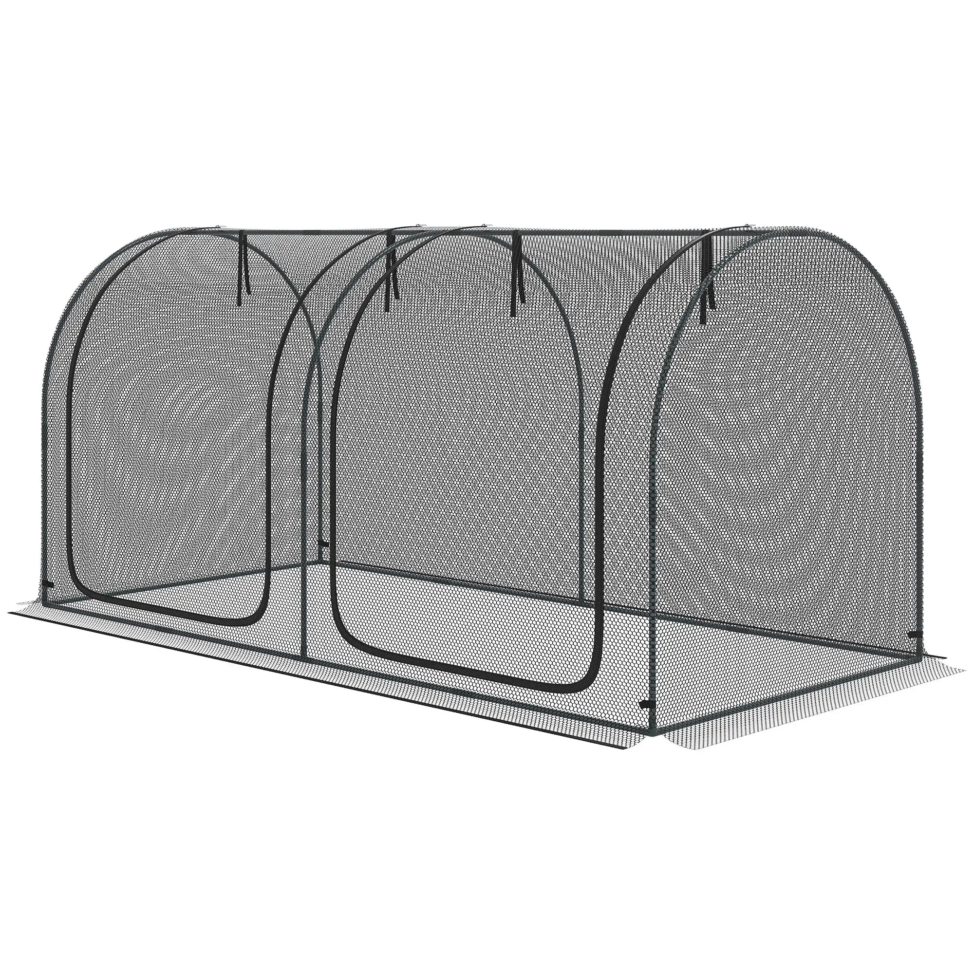 8' x 4' Crop Cage, Garden Plant Protector, 2 Zippered Doors, 6 Stakes, Black Walk In Greenhouses Black at Gallery Canada