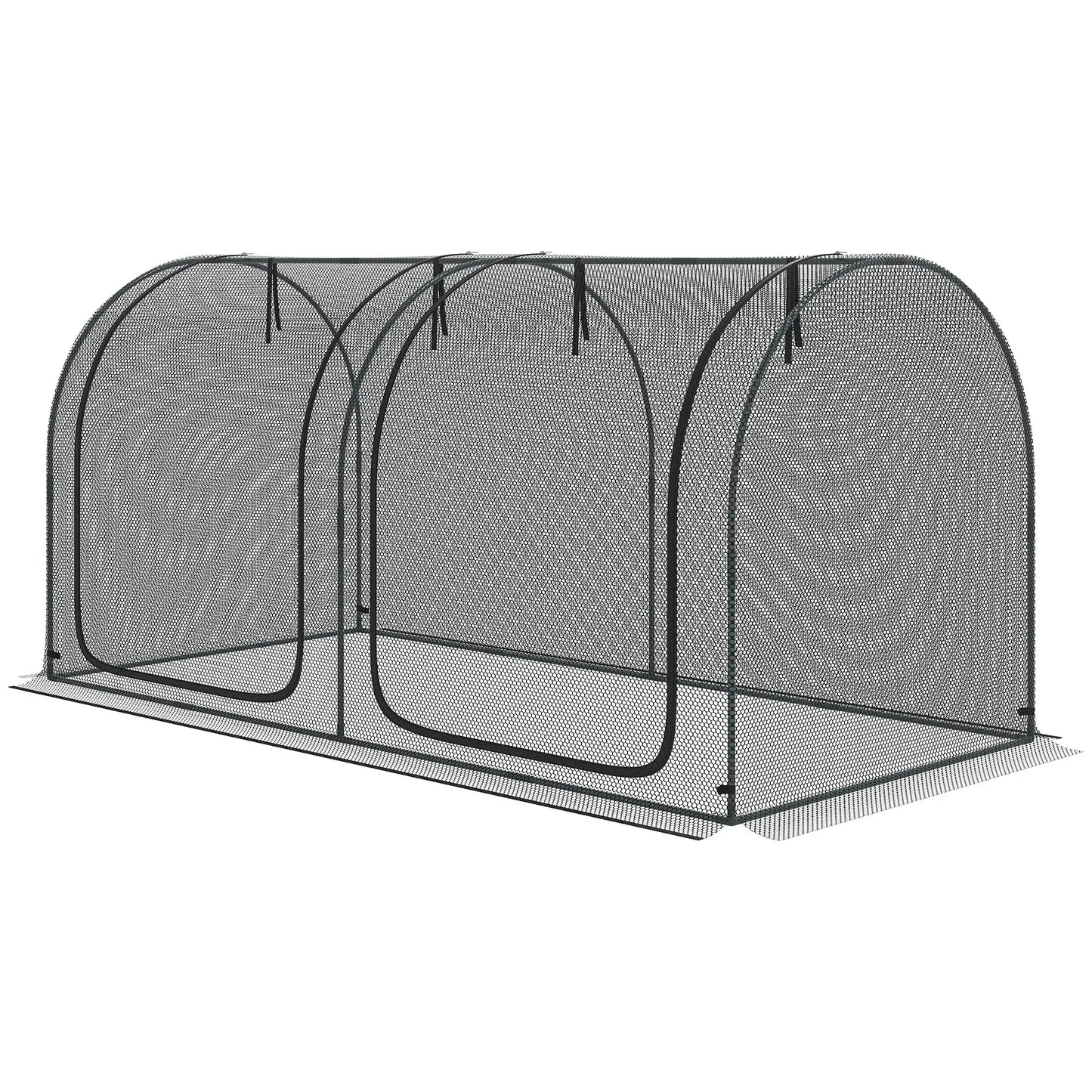 8' x 4' Crop Cage, Garden Plant Protector, 2 Zippered Doors, 6 Stakes, Black Walk In Greenhouses Black at Gallery Canada