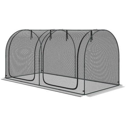 8' x 4' Crop Cage, Garden Plant Protector, 2 Zippered Doors, 6 Stakes, Black Walk In Greenhouses Black at Gallery Canada