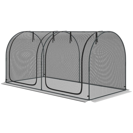 8' x 4' Crop Cage, Garden Plant Protector, 2 Zippered Doors, 6 Stakes, Black Walk In Greenhouses Black at Gallery Canada