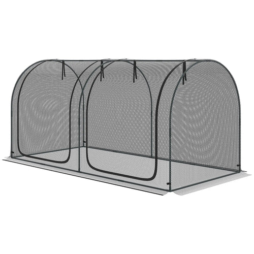 8' x 4' Crop Cage, Garden Plant Protector, 2 Zippered Doors, 6 Stakes, Black