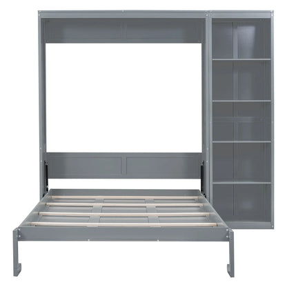 Murphy Bed with Storage, Dual Piston, Space-Saving, 94" L x 16" W x 88.5" H, Grey Bed Frames at Gallery Canada