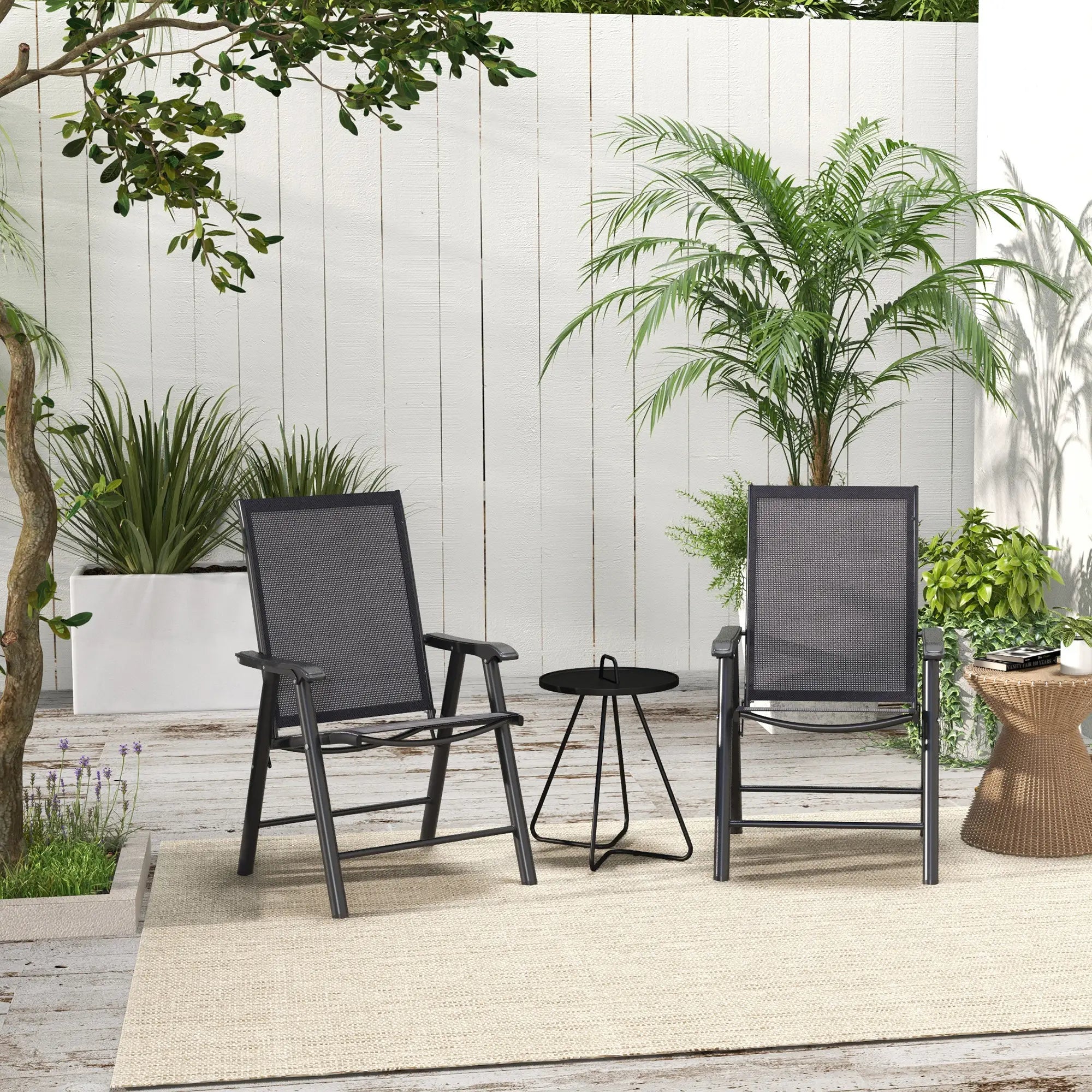 2-Piece Folding Chair Set, Patio Balcony Garden, Dark Grey Patio Chairs at Gallery Canada