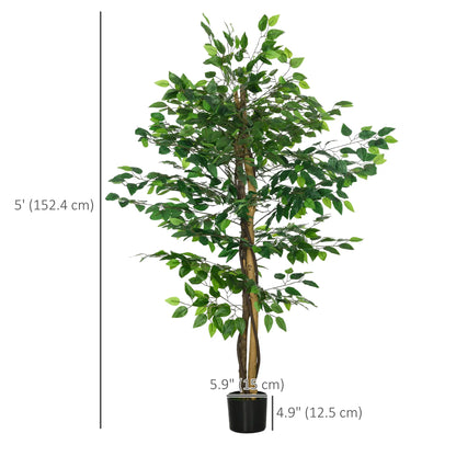 Set of 2 5ft Artificial Trees Ficus, Indoor Outdoor Fake Plants with Pot, for Home Decor Artificial Trees at Gallery Canada
