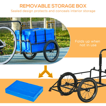 Steel Bike Trailer, Foldable Storage Box, Safe Reflectors, Max Load 88LBS, Blue