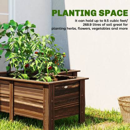 Wooden Raised Garden Bed, L-Shaped, Carbonized, With Legs Wooden Planter Boxes at Gallery Canada