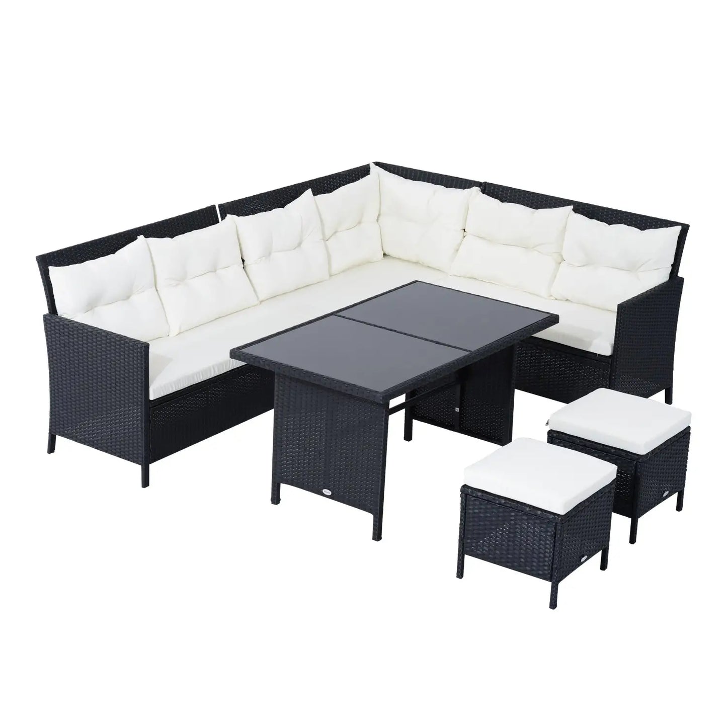6pcs Outdoor Rattan Sofa Set, Garden Wicker Sectional, White Patio Furniture Sets at Gallery Canada