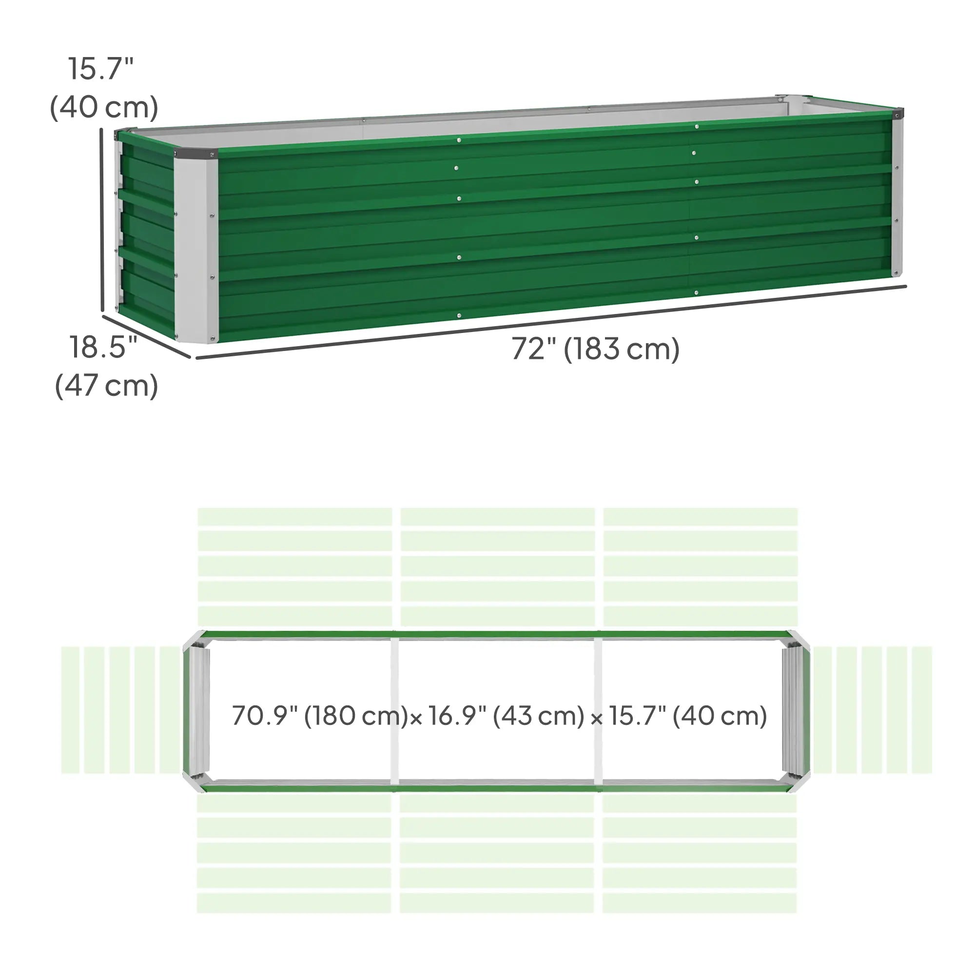 6' x 1.5' x 1.3' Galvanized Raised Garden Bed, Large Metal Planter Box, Green Galvanized Planter Boxes at Gallery Canada