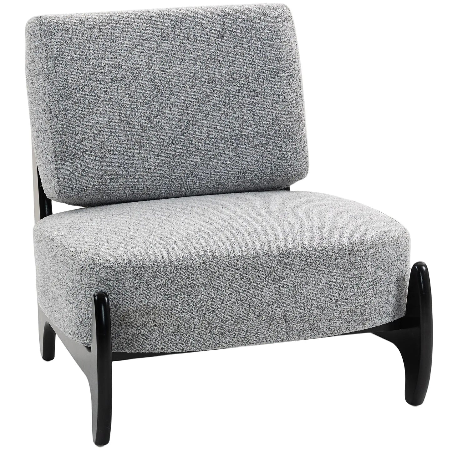 Accent Chair, Rubber Wood Frame, Wide Seat, Modern Chenille, Thick Cushion, Grey Accent Chairs Grey, Black at Gallery Canada