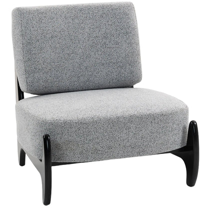 Accent Chair, Rubber Wood Frame, Wide Seat, Modern Chenille, Thick Cushion, Grey Accent Chairs Grey, Black at Gallery Canada