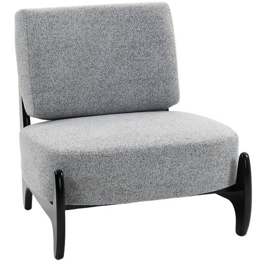 Accent Chair, Rubber Wood Frame, Wide Seat, Modern Chenille, Thick Cushion, Grey Accent Chairs Grey, Black at Gallery Canada