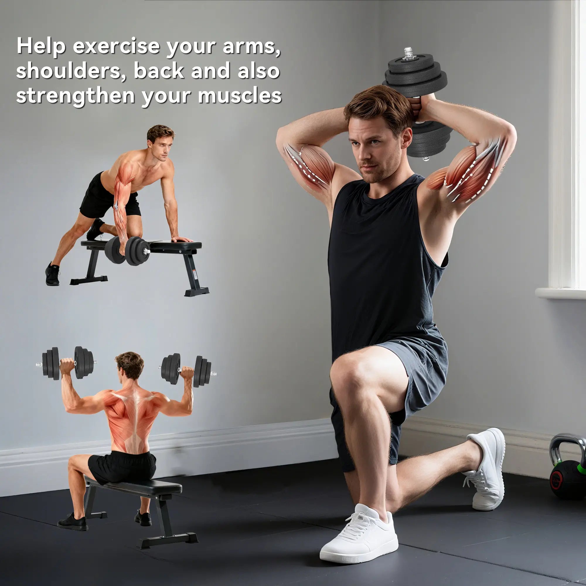 Adjustable 2 x 44lbs Dumbbell Set, Fitness Training, Black Dumbbells & Barbells at Gallery Canada