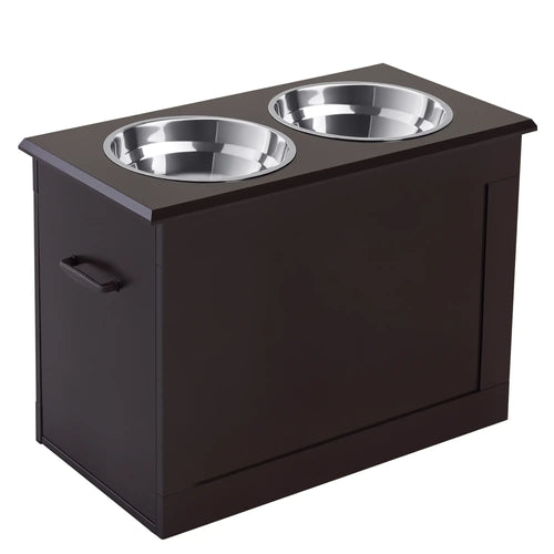 Elevated Dog Bowls, 2 Stainless Steel, Large Size, Coffee