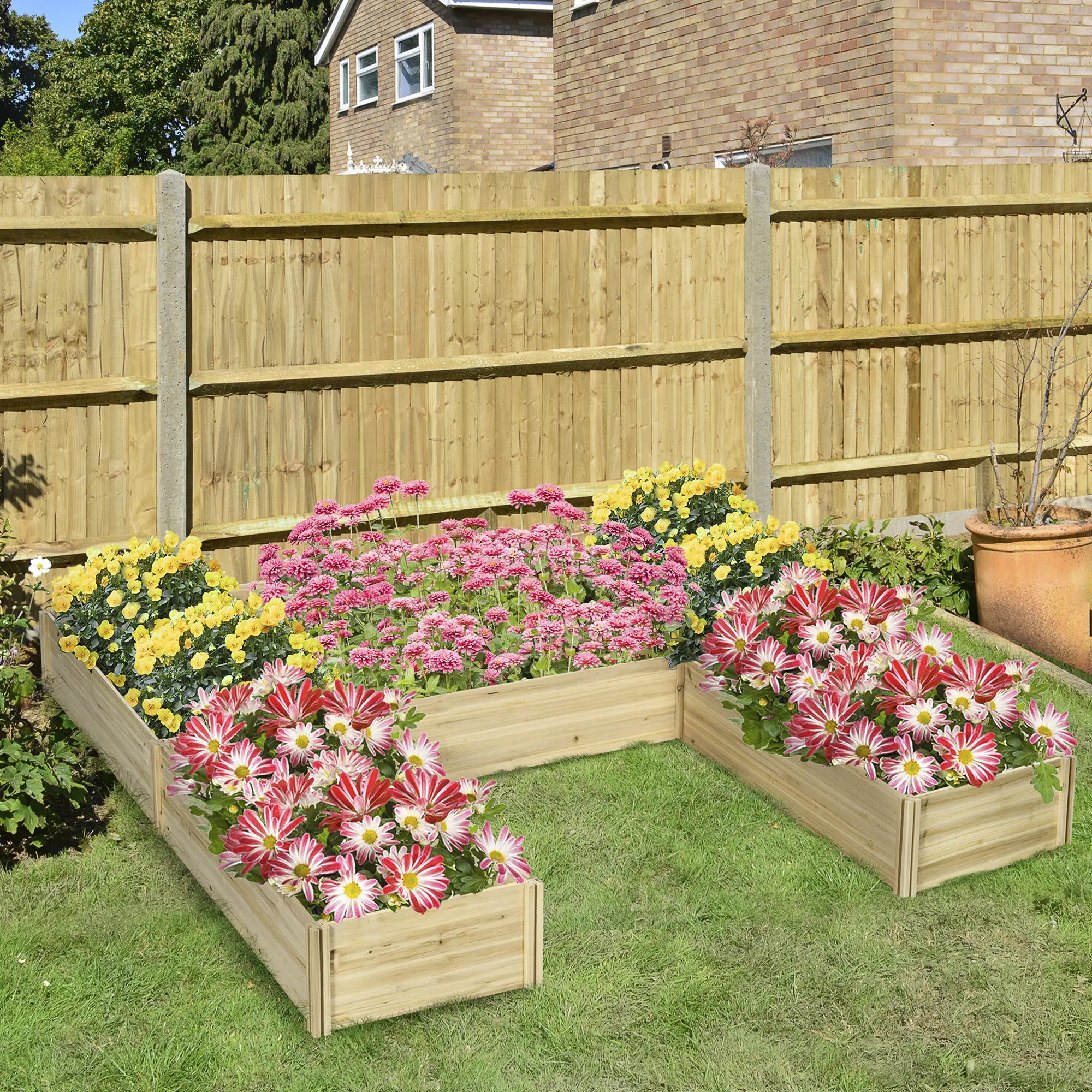 DIY 5-Box Garden Planter, Open Bottom, Natural Wood Raised Garden Beds at Gallery Canada