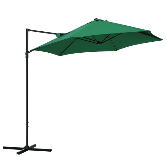 8.5FT Offset Patio Umbrella, 360° Rotation, Green Cantilever Umbrellas Green at Gallery Canada
