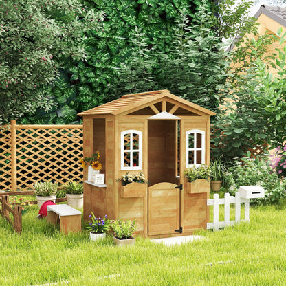 Kids Wooden Playhouse, Door Windows, Mailbox, Flower Pot, Bench, Yellow Play Houses at Gallery Canada