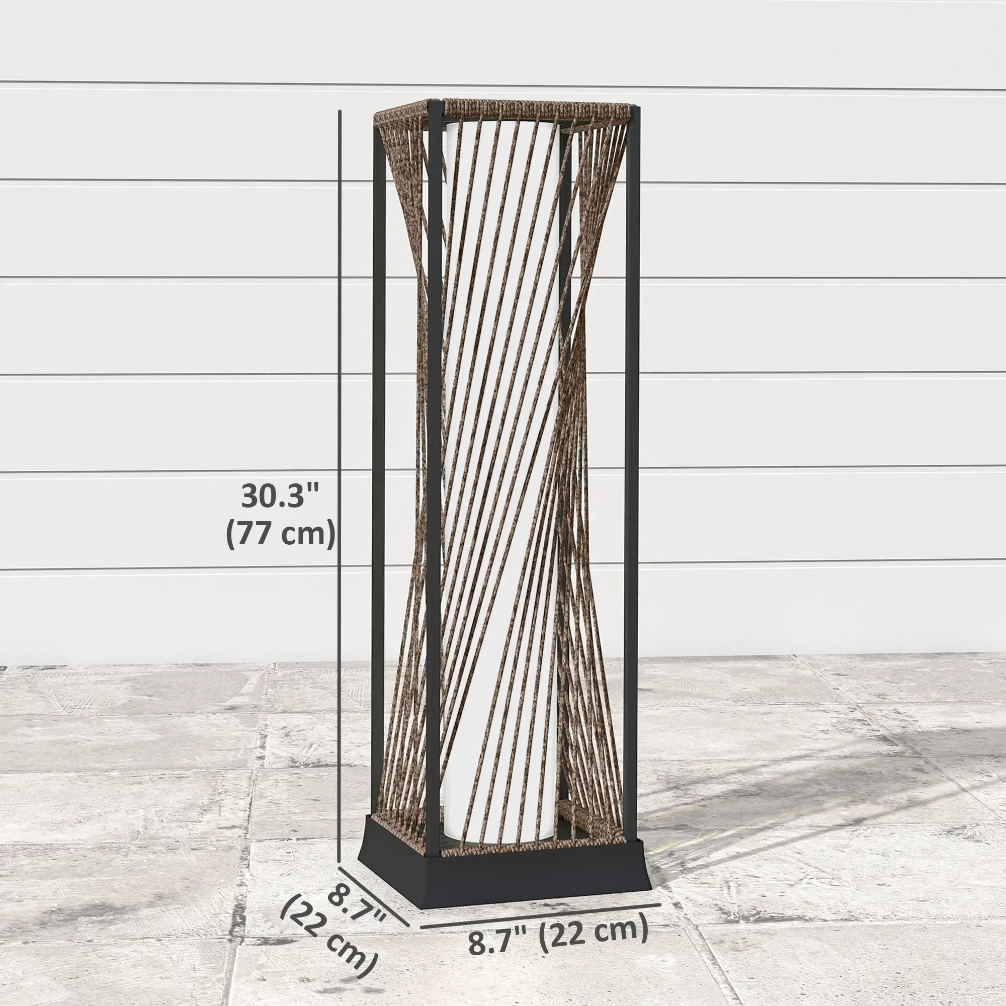 Rattan Solar Floor Lamp, IP44, LED Auto On/Off, Brown Solar Post Lamps at Gallery Canada