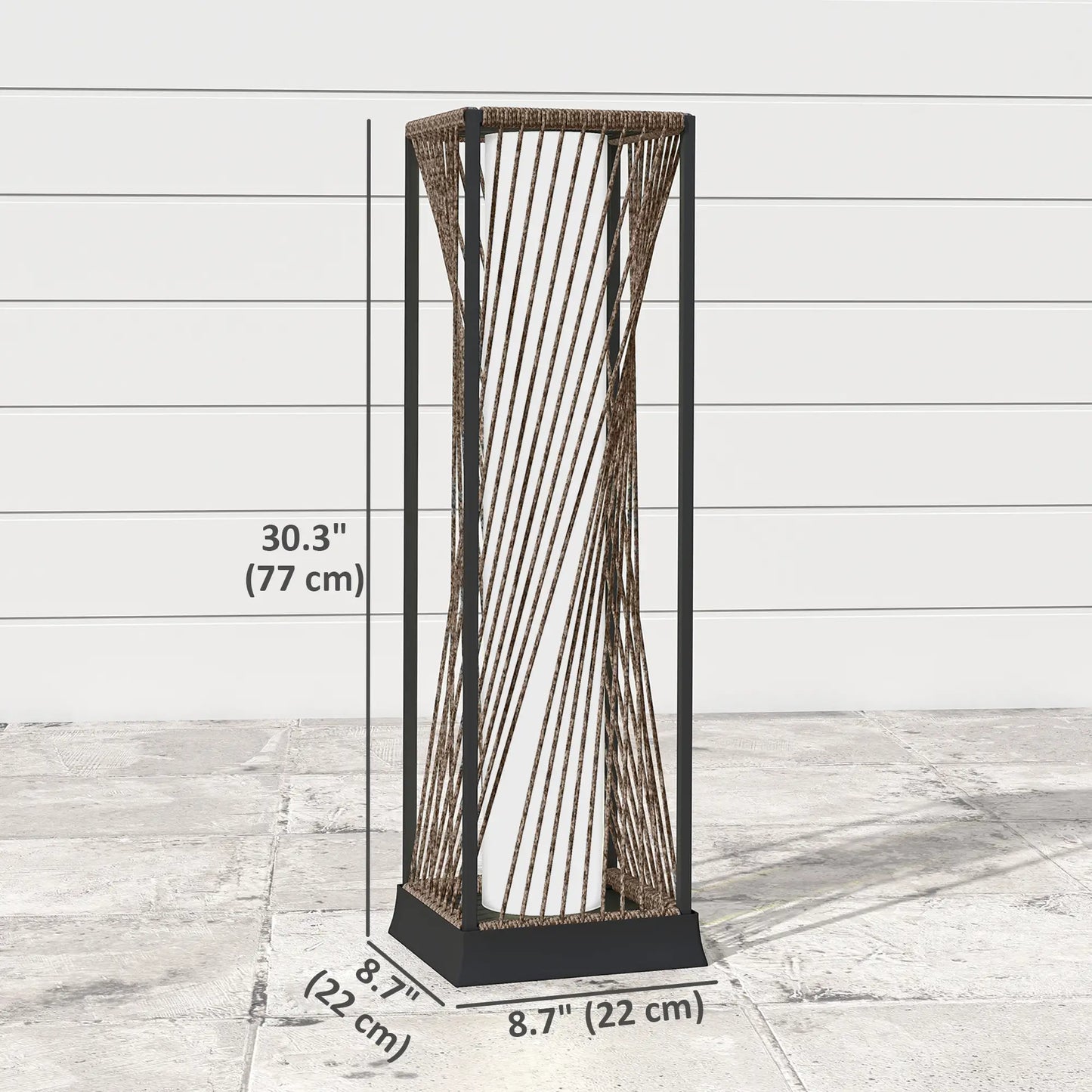 Rattan Solar Floor Lamp, IP44, LED Auto On/Off, Brown Solar Post Lamps at Gallery Canada