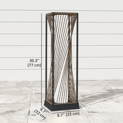 Rattan Solar Floor Lamp, IP44, LED Auto On/Off, Brown Solar Post Lamps at Gallery Canada