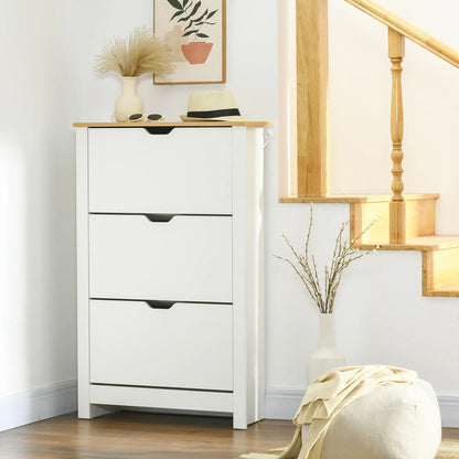 Shoe Storage Cabinet, 3 Flip Drawers, Adjustable Shelves, 9-18 Pairs, White Shoe Storage Cabinets & Racks at Gallery Canada