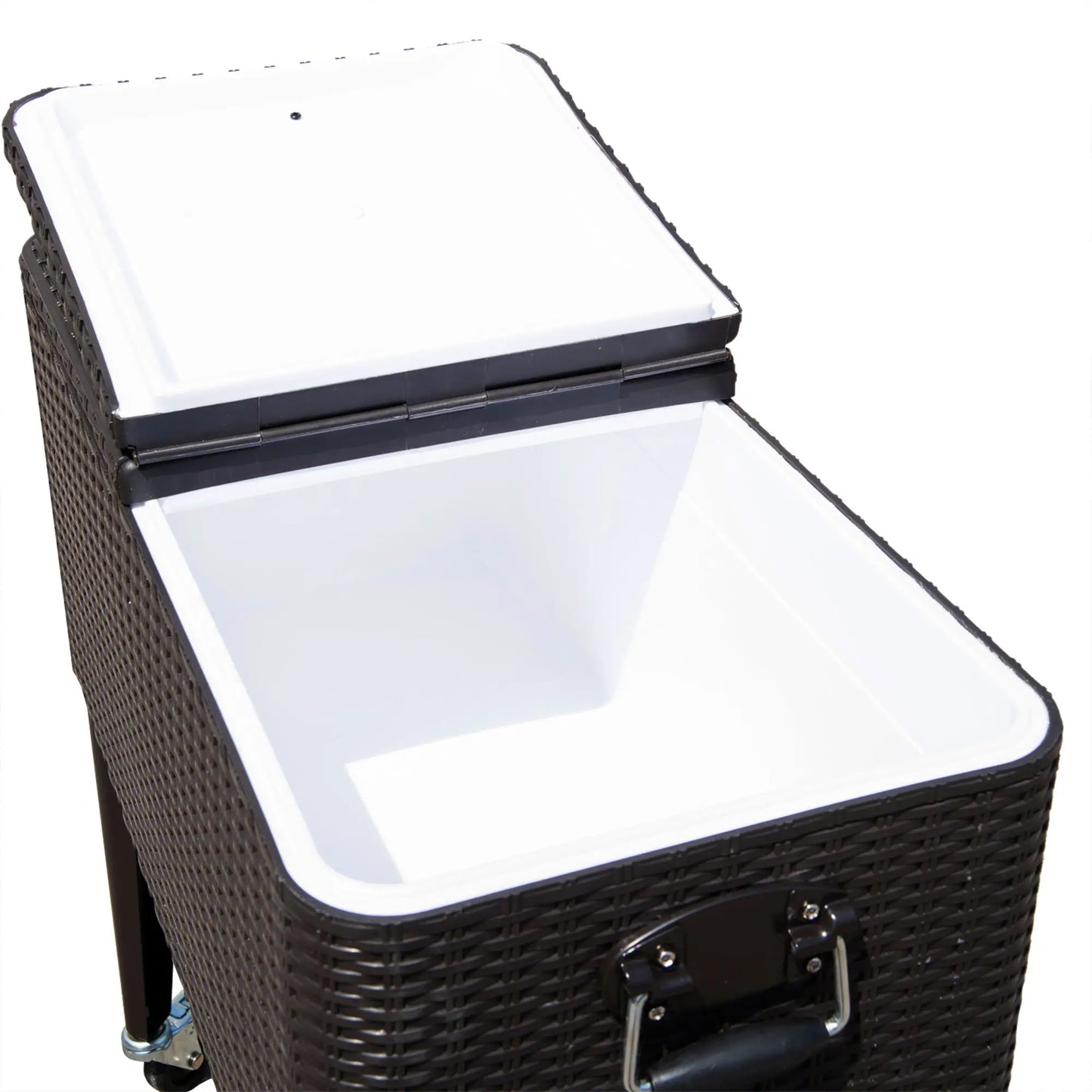 80 Quart Rolling Cooler Cart, Portable Patio Ice Bin, Brown Wicker, Brown Cooler Boxes at Gallery Canada