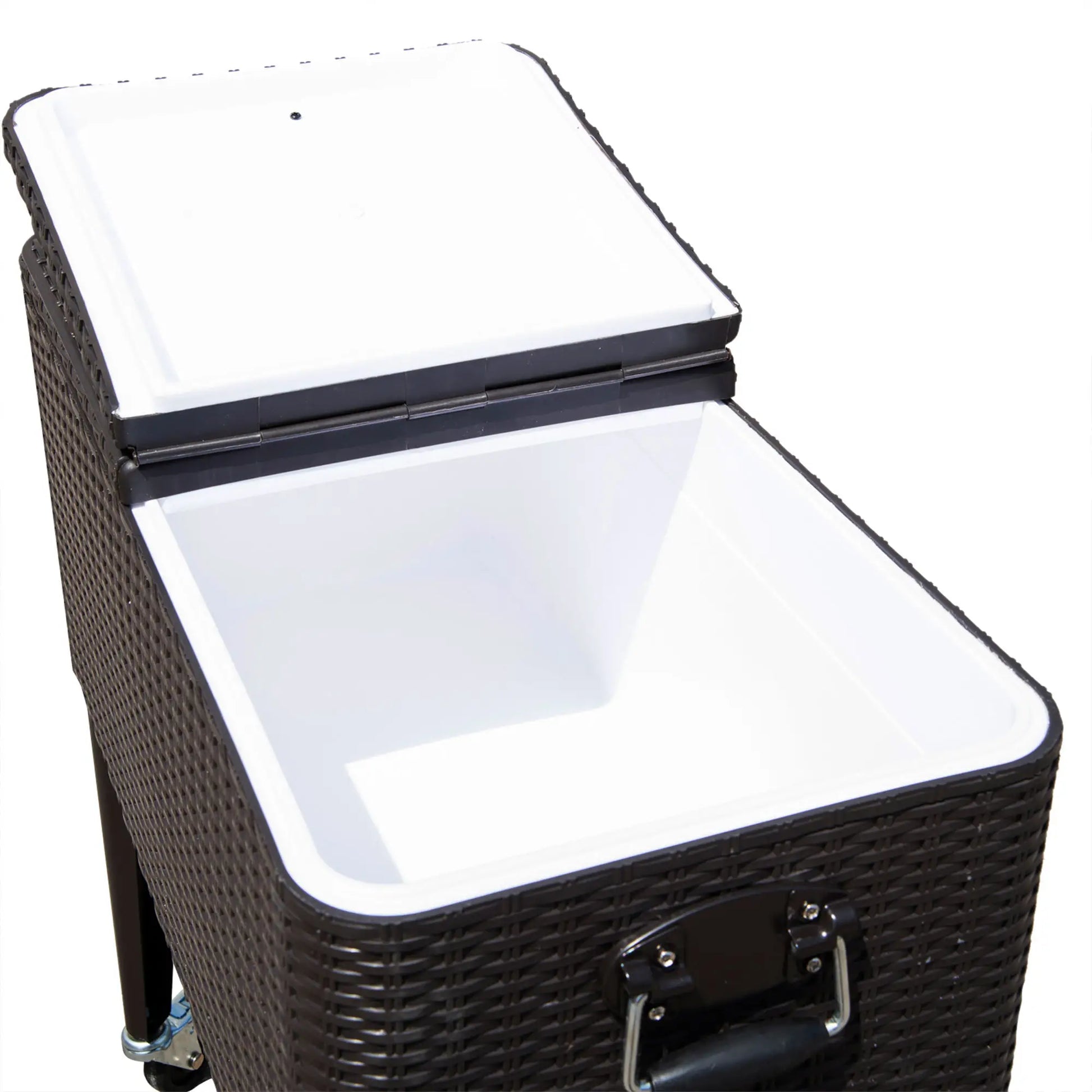 80 Quart Rolling Cooler Cart, Portable Patio Ice Bin, Brown Wicker, Brown Cooler Boxes at Gallery Canada