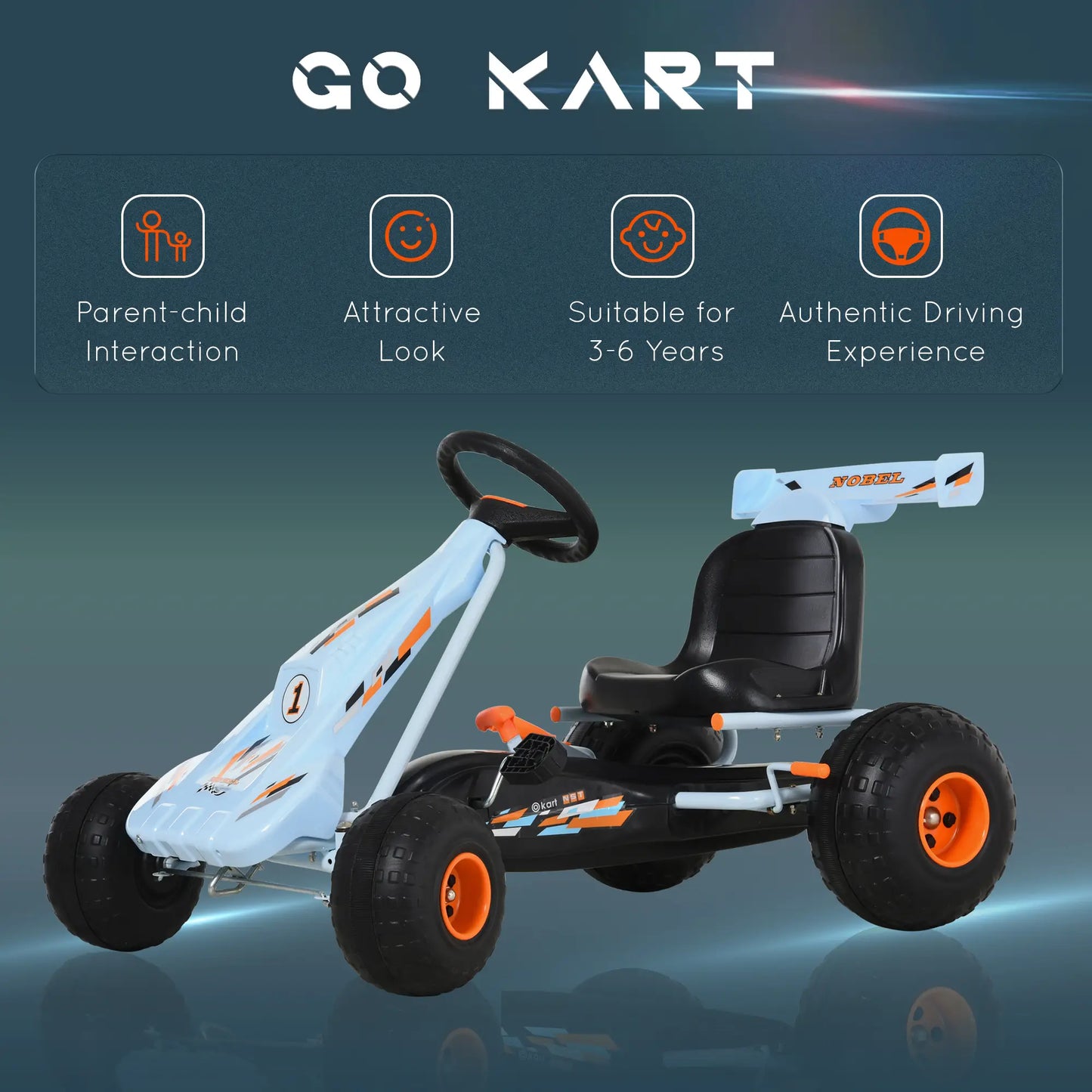 Kids Pedal Go Kart, 4 Wheel Ride on Car, Adjustable Seat, Handbrake, 3-6 Years Pedal Go Karts for Kids at Gallery Canada