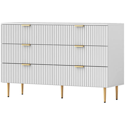 Modern 6 Drawer Dresser, Gold Legs and Handles, White Storage Cabinets White, Gold at Gallery Canada