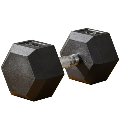 45lbs Rubber Hex Dumbbells, for Home Gym Fitness, Black