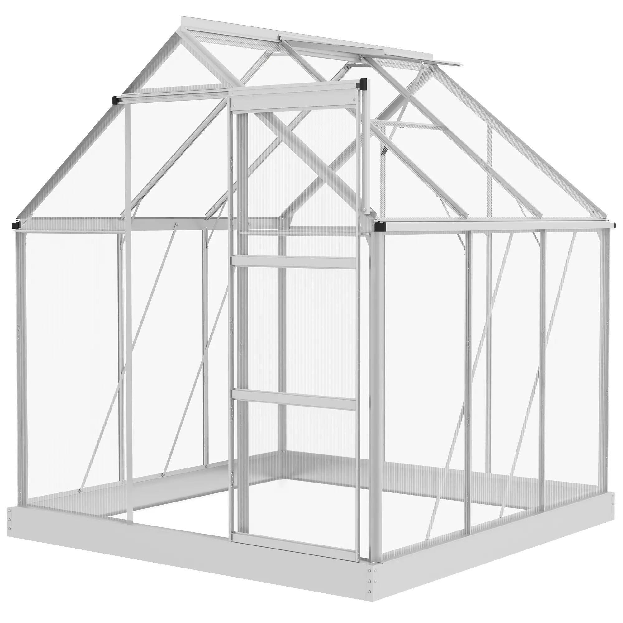 6' x 6' Walk-In Greenhouse, Polycarbonate, Sliding Door, Window, Silver Walk In Greenhouses at Gallery Canada