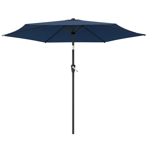 9FT Patio Umbrella With Tilt, Crank, 6 Ribs, UV Protection