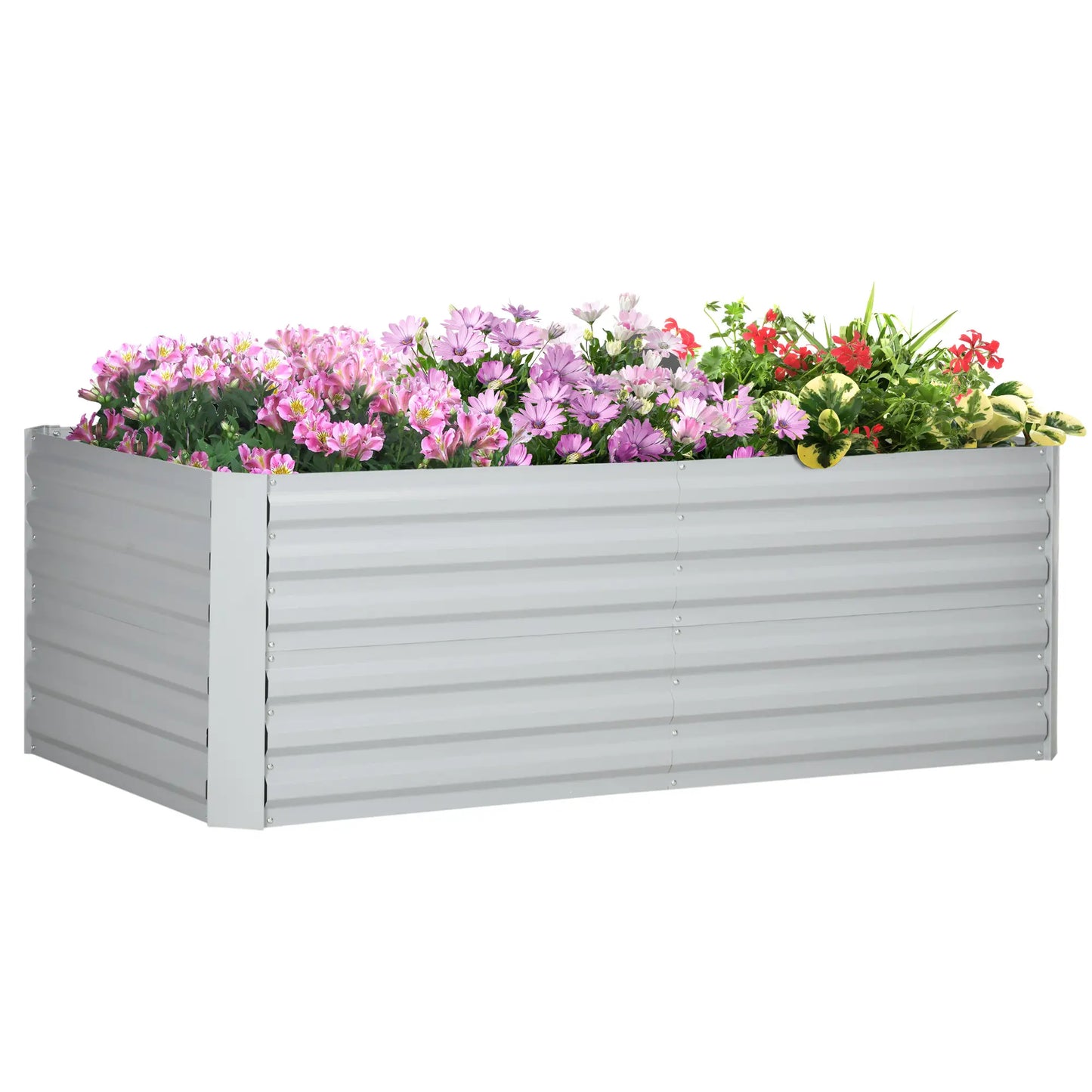 Galvanized Raised Garden Bed, Steel Outdoor Planter, 71" x 35" x 23", Light Grey Raised Garden Beds at Gallery Canada