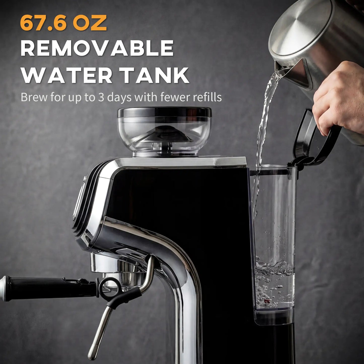 15 Bar Espresso Machine With Grinder & Milk Frother, Stainless Steel, Black Small Kitchen Appliances at Gallery Canada