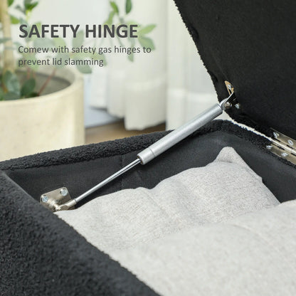 Modern Storage Bench, Ottoman with Storage, Lamb's Wool Upholstery, Black Storage Ottomans & Benches at Gallery Canada