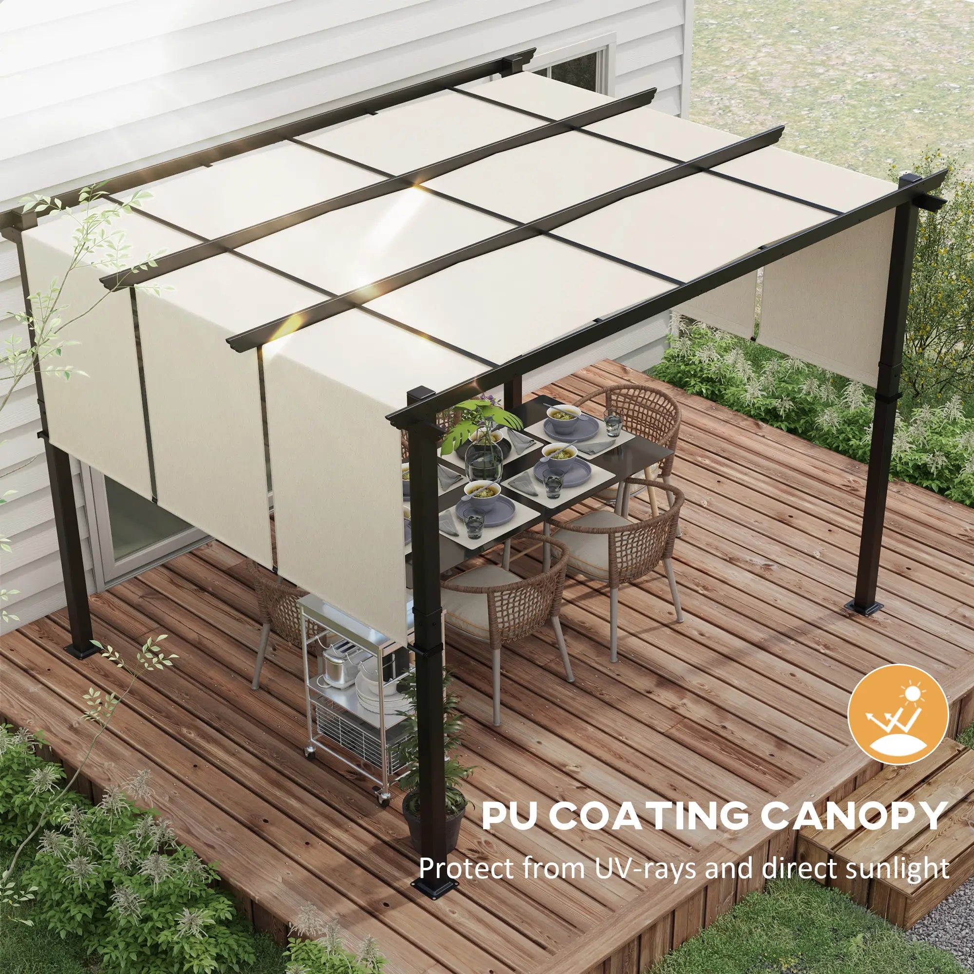 10' x 12' Metal Pergola With Retractable Canopy, For Garden Patio Backyard Deck Pergolas at Gallery Canada