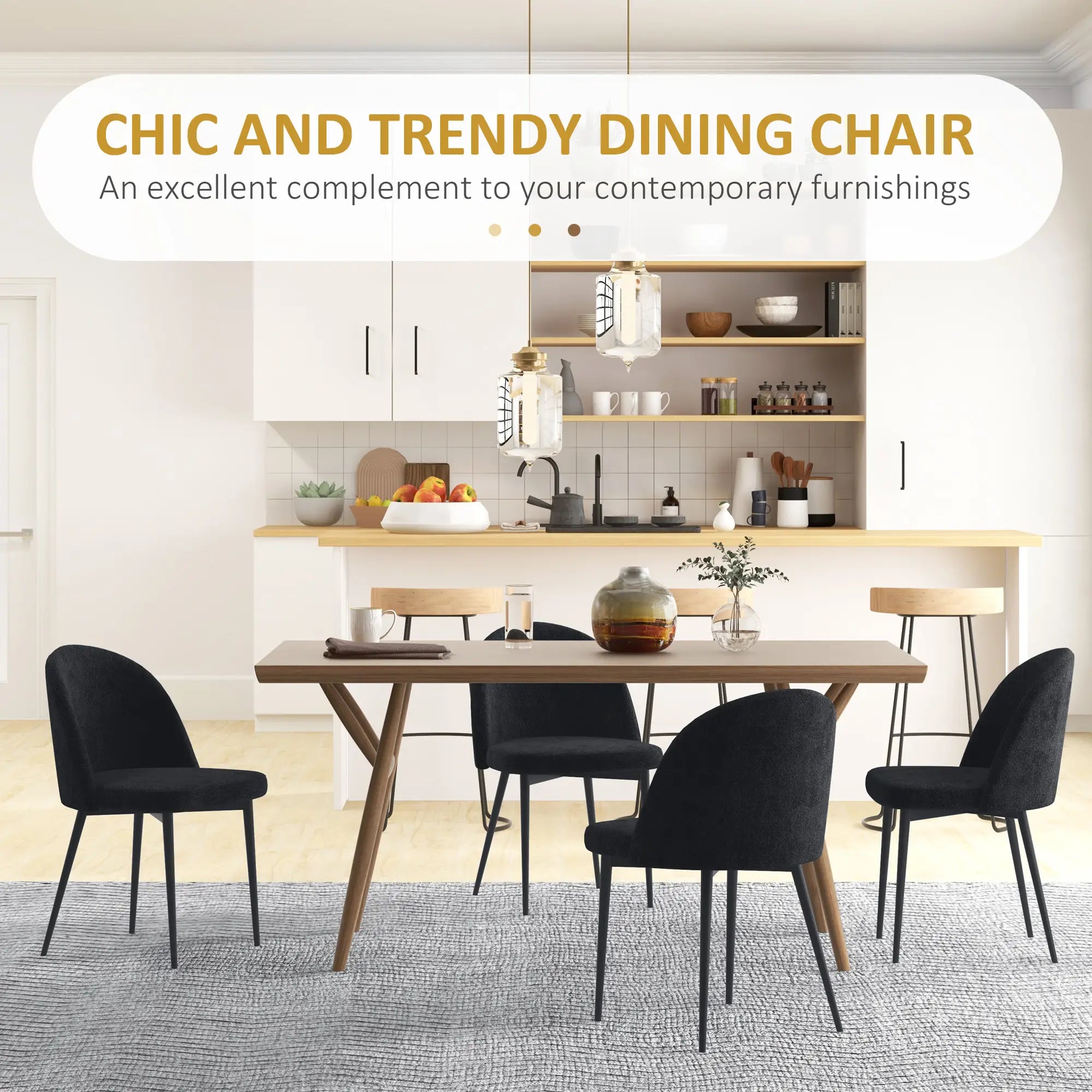 Modern Dining Chairs, Velvet Upholstery, Set of 4, Black Bar Stools at Gallery Canada