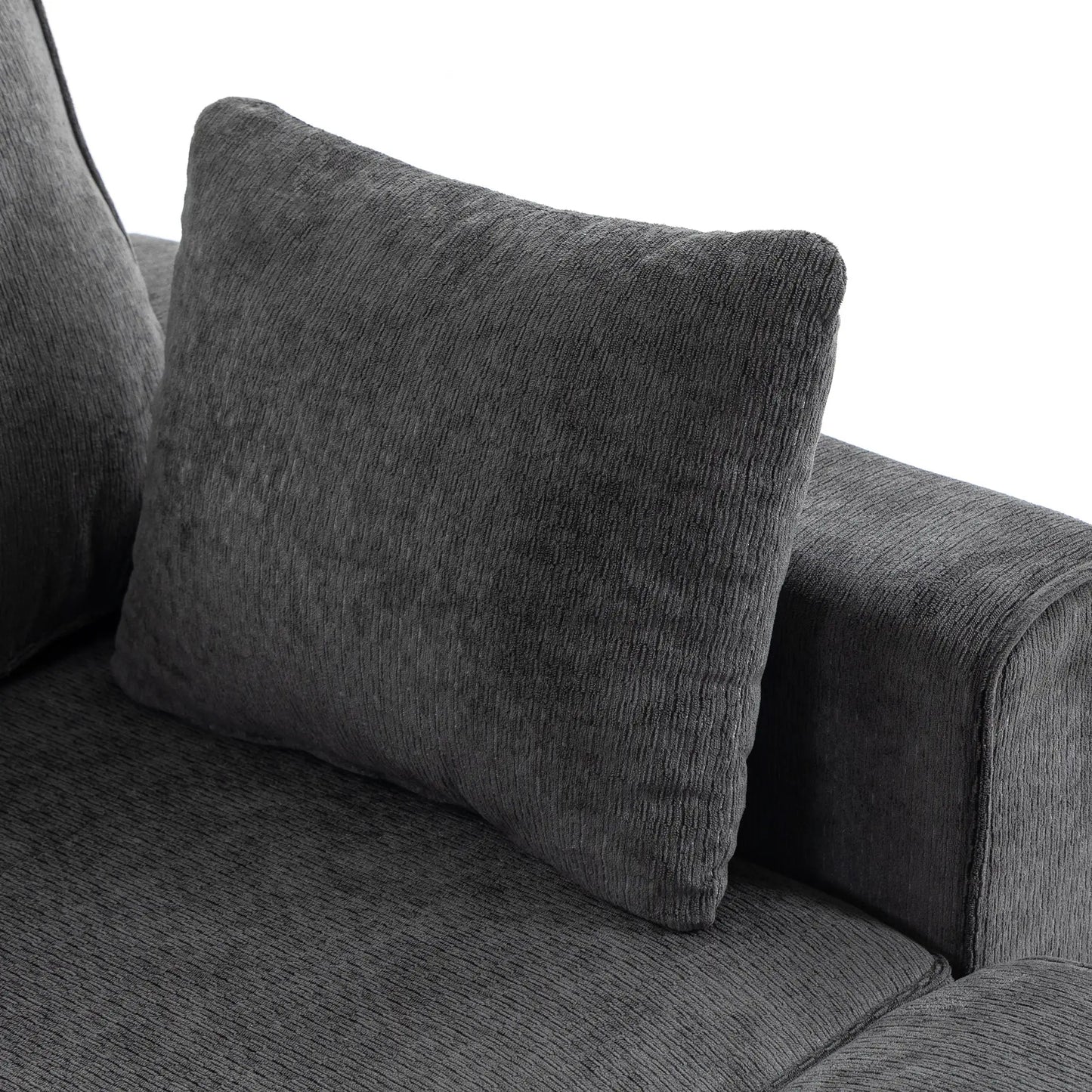 Modular Sectional Sofa Bed With Reversible Ottoman, Dark Grey