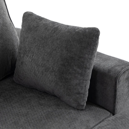 Modular Sectional Sofa Bed With Reversible Ottoman, Dark Grey