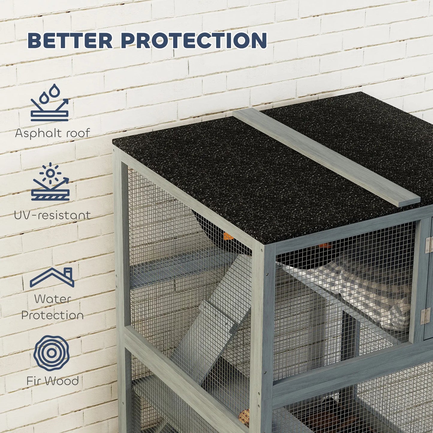 66"H Cat Enclosure On Wheels, With Hammock Platforms Ramps, Grey Outdoor Cat Enclosures at Gallery Canada