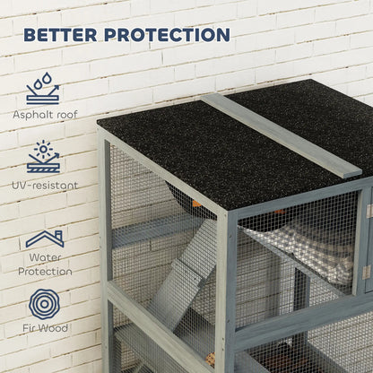 66"H Cat Enclosure On Wheels, With Hammock Platforms Ramps, Grey Outdoor Cat Enclosures at Gallery Canada