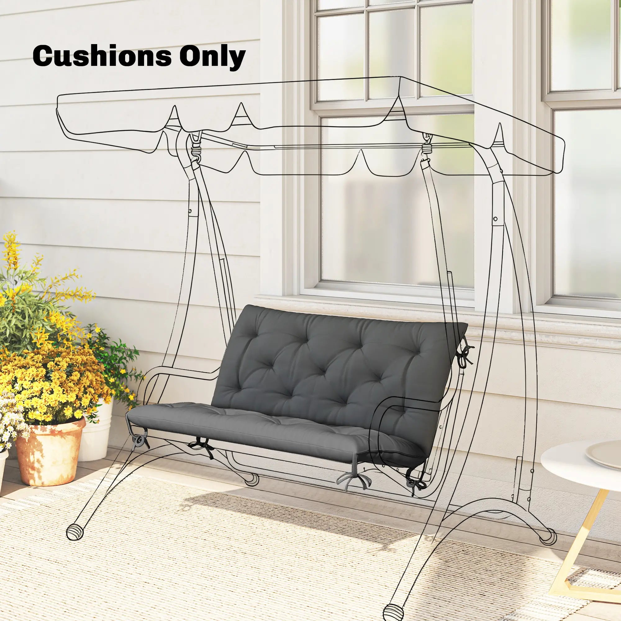 Porch Swing Cushion, Garden Bench Cushion with Backrest, Non-Slip, 39.4