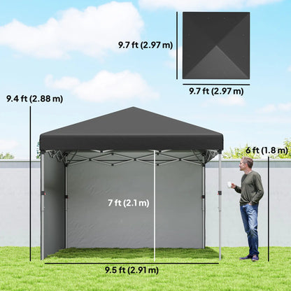 10' x 10' Pop Up Canopy, Sidewalls, Roller Bag, Adjustable Tent, Black Pop Up Canopies at Gallery Canada