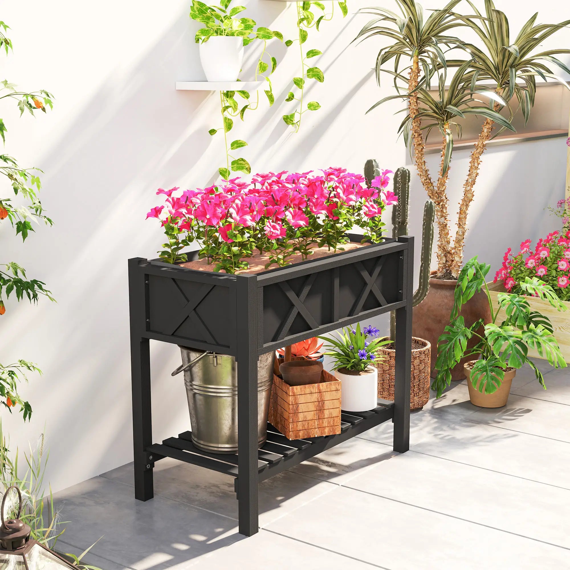 Wooden Raised Garden Bed, Elevated Planter Box, 34