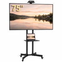 Support de télévision mobile roulant de 32 à 75 pouces, inclinaison, hauteur réglable, noir