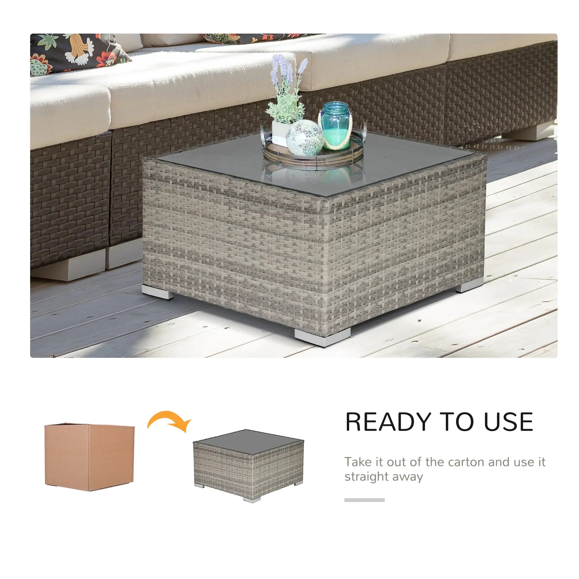 Rattan Garden Coffee Table, 25.6